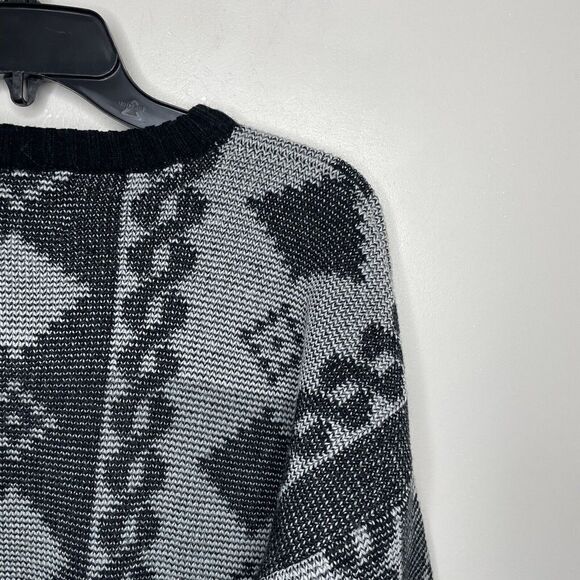 CHARTWELL Mens VTG Gray-Black Geometric Pullover Sweater XL Leather Patches - Picture 6 of 7
